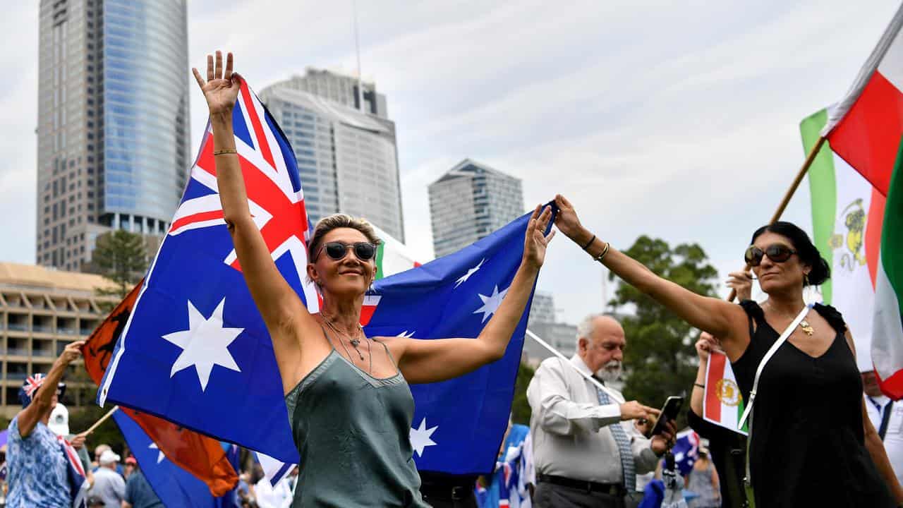 Protesters at the rally 