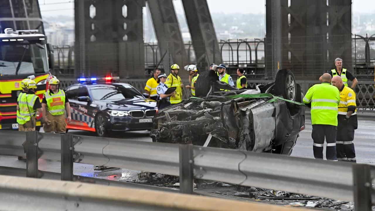 The crash scene on the Harbour Bridge (file image)