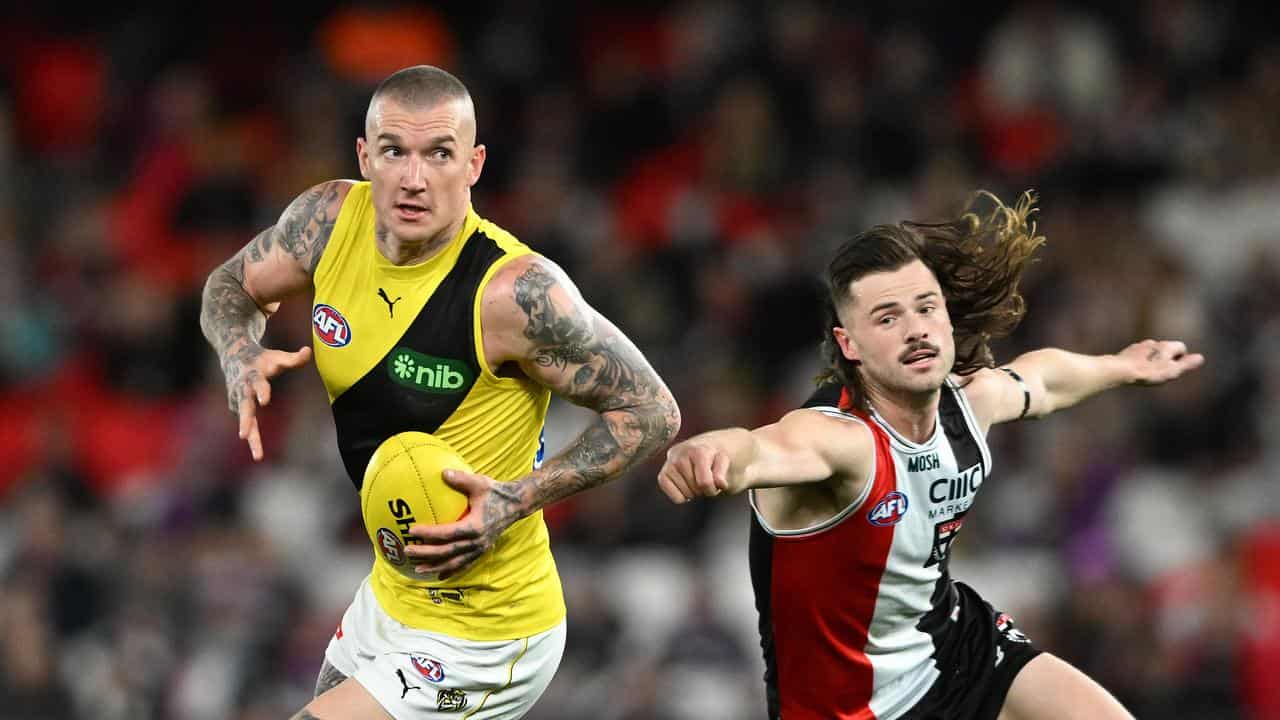 Dustin Martin in action for Richmond in the AFL. 