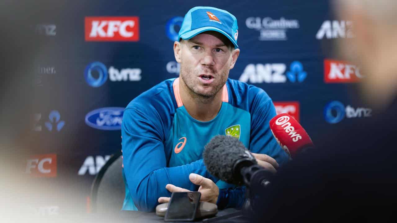 David Warner at a pre-series press conference in Wellington.