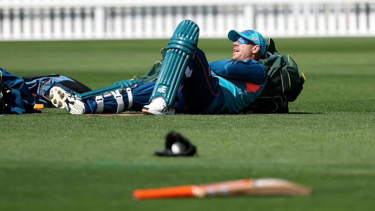 David Warner at training at the Basin Reserve in Wellington.