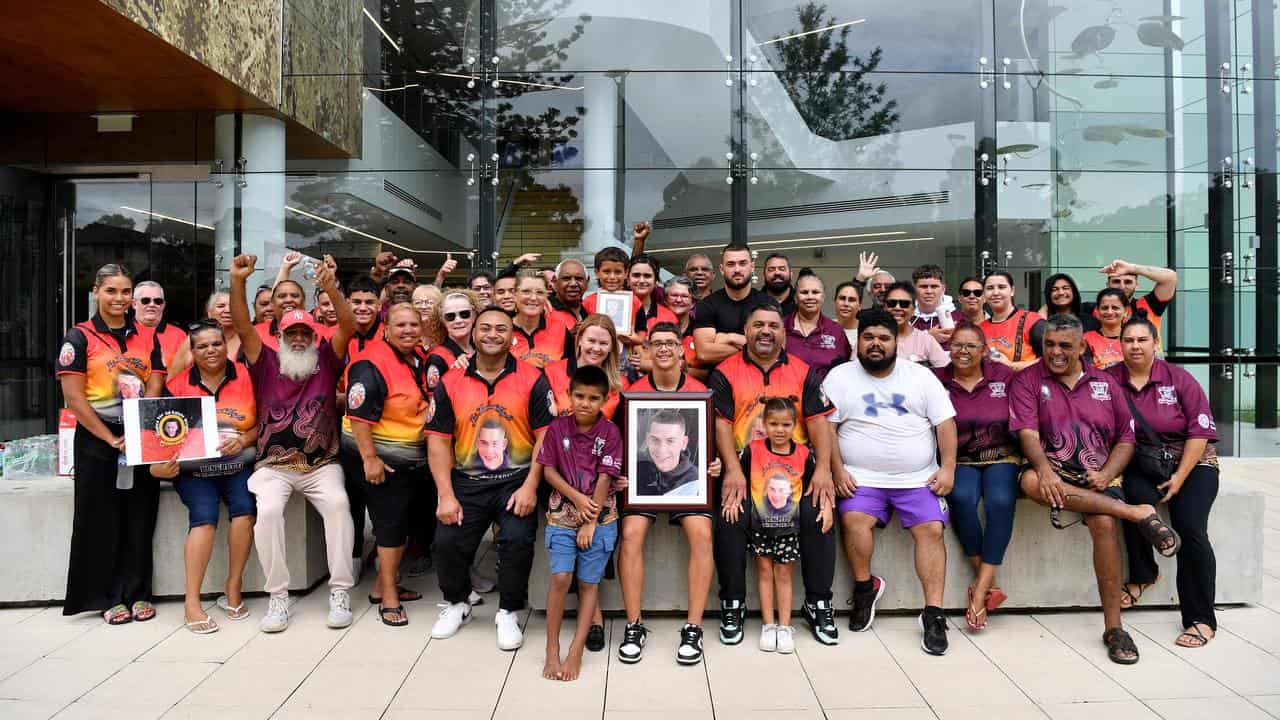 Family and supporters of Jai Wright, at the Coroner's Court