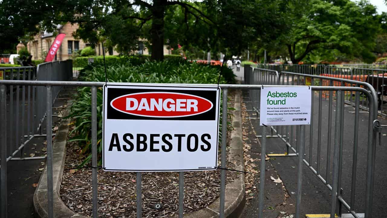 Asbestos warning signs.