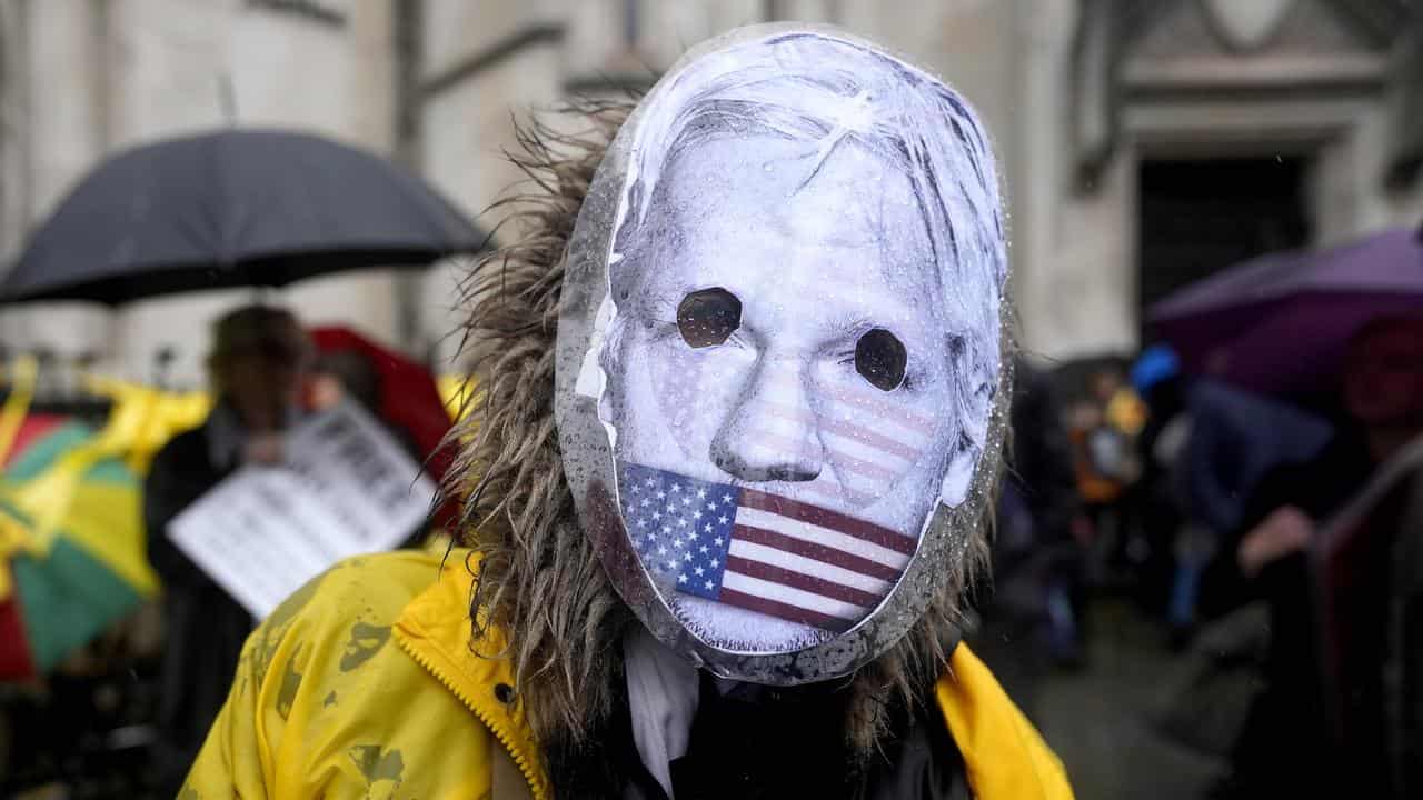 A protester in London 