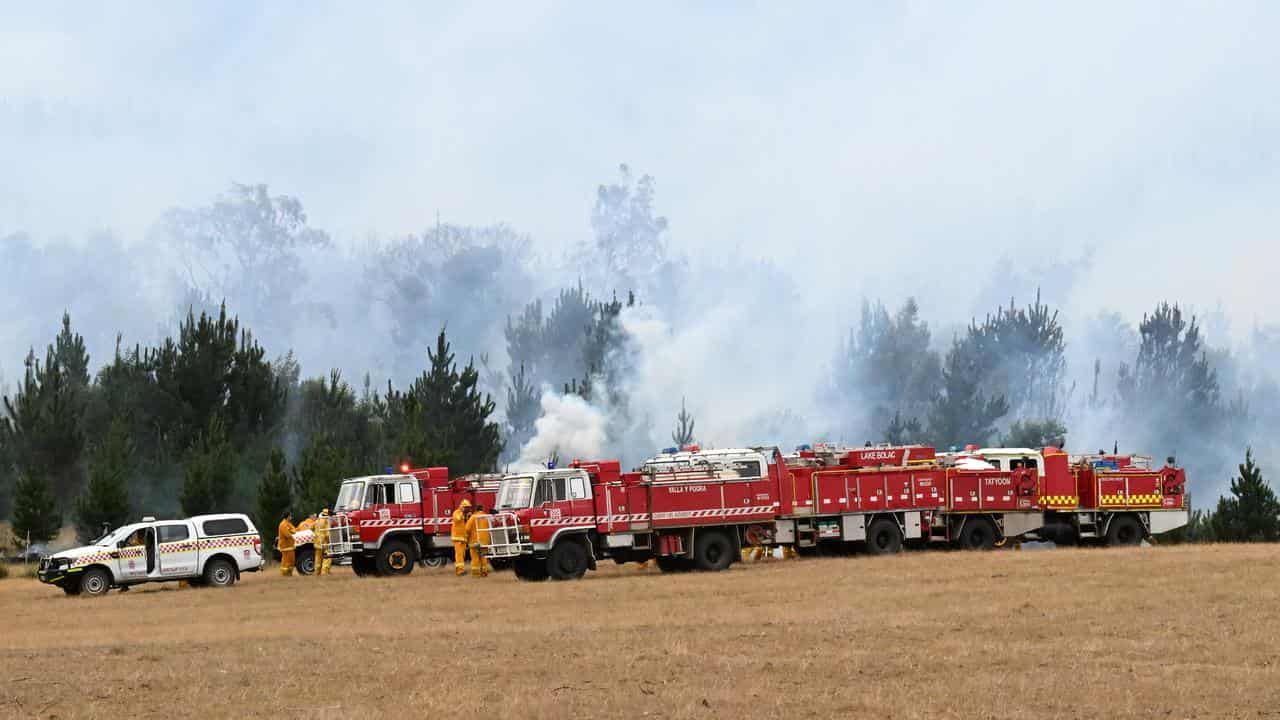 Fire trucks near Ragaln in Victoria.