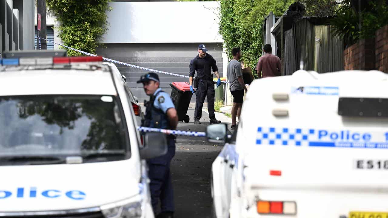 Police at the crime scene in Paddington.