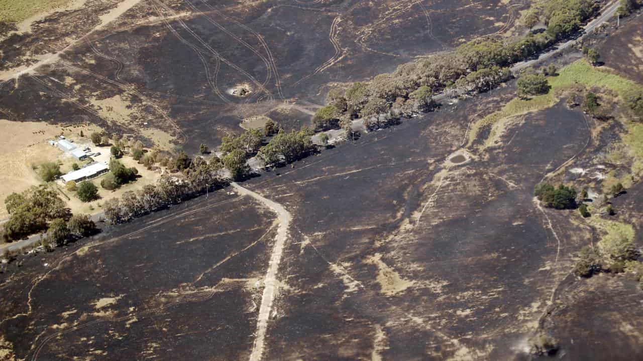 Land burnt by bushfires north of Beaufort 