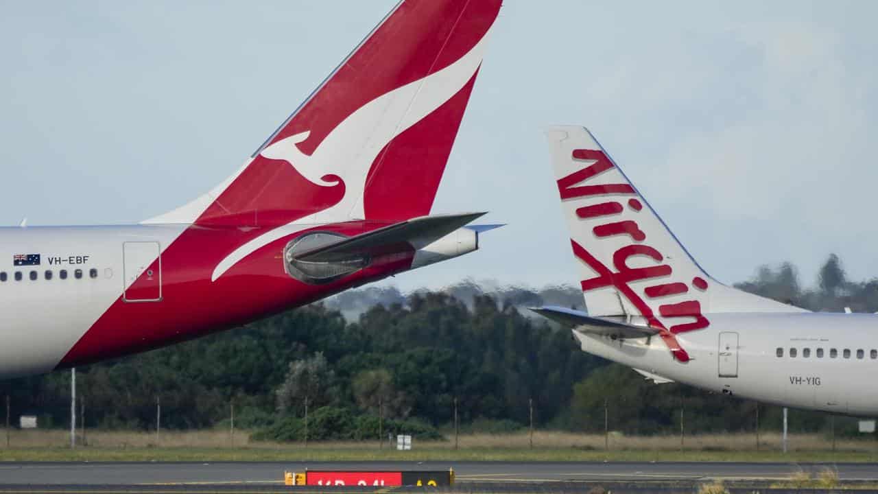 Qantas and Virgin planes.