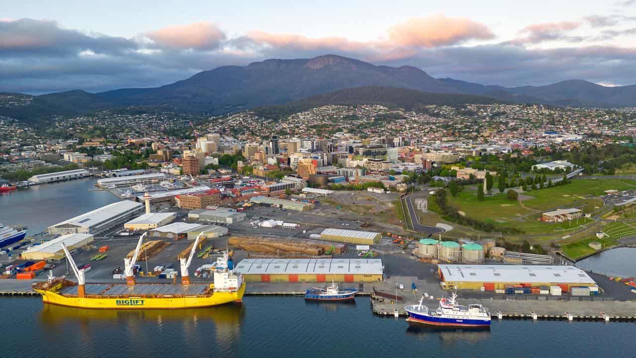 A general view of Macquarie Point in Hobart