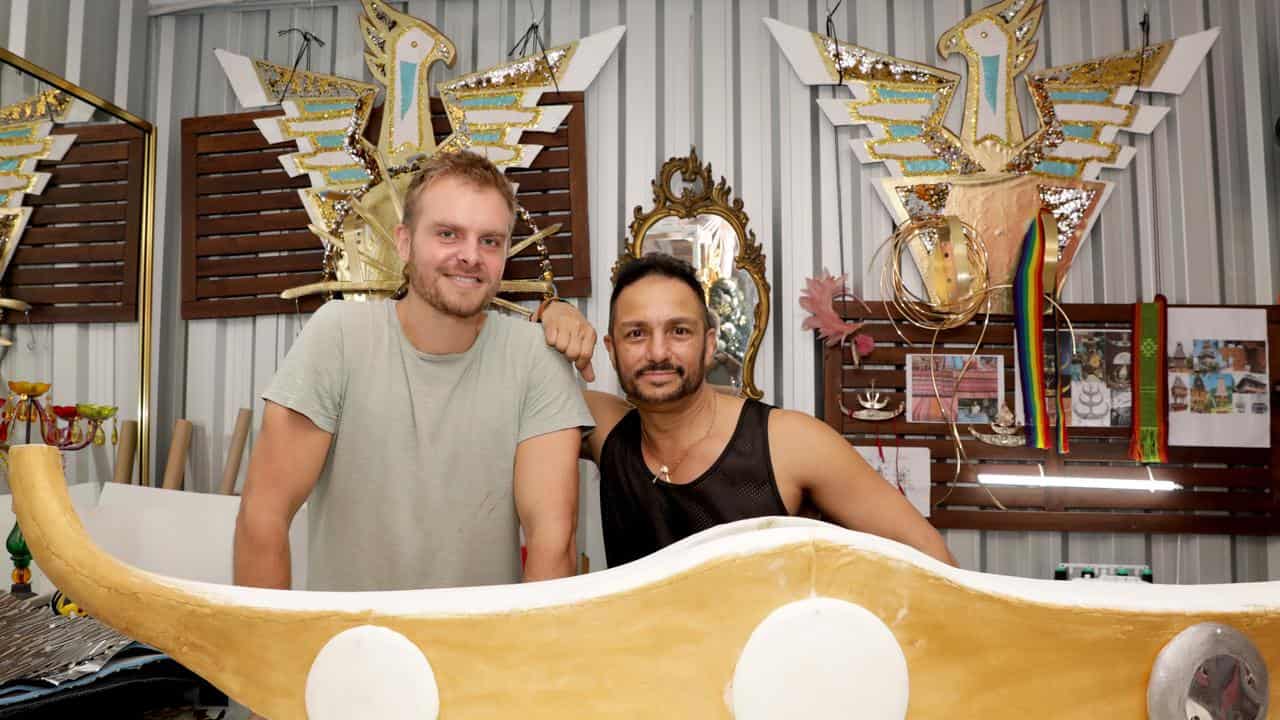 Jake Stevens and Nuno Carrascalao in the studio workshop