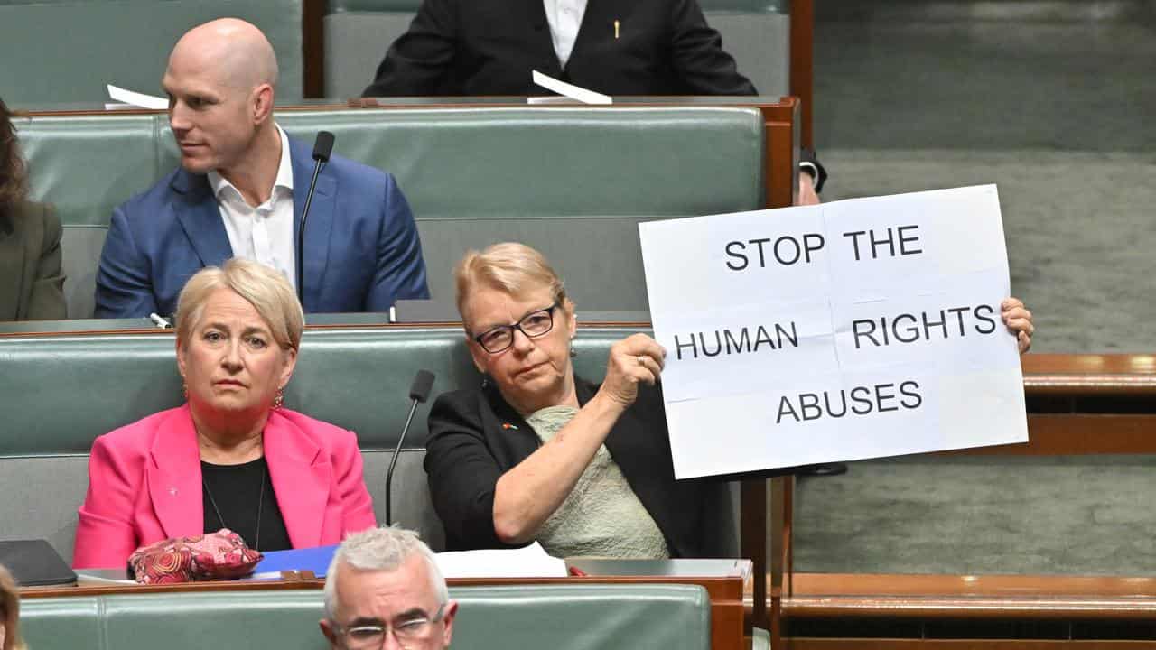 Senator Janet Rice during the Philippines president's speech.