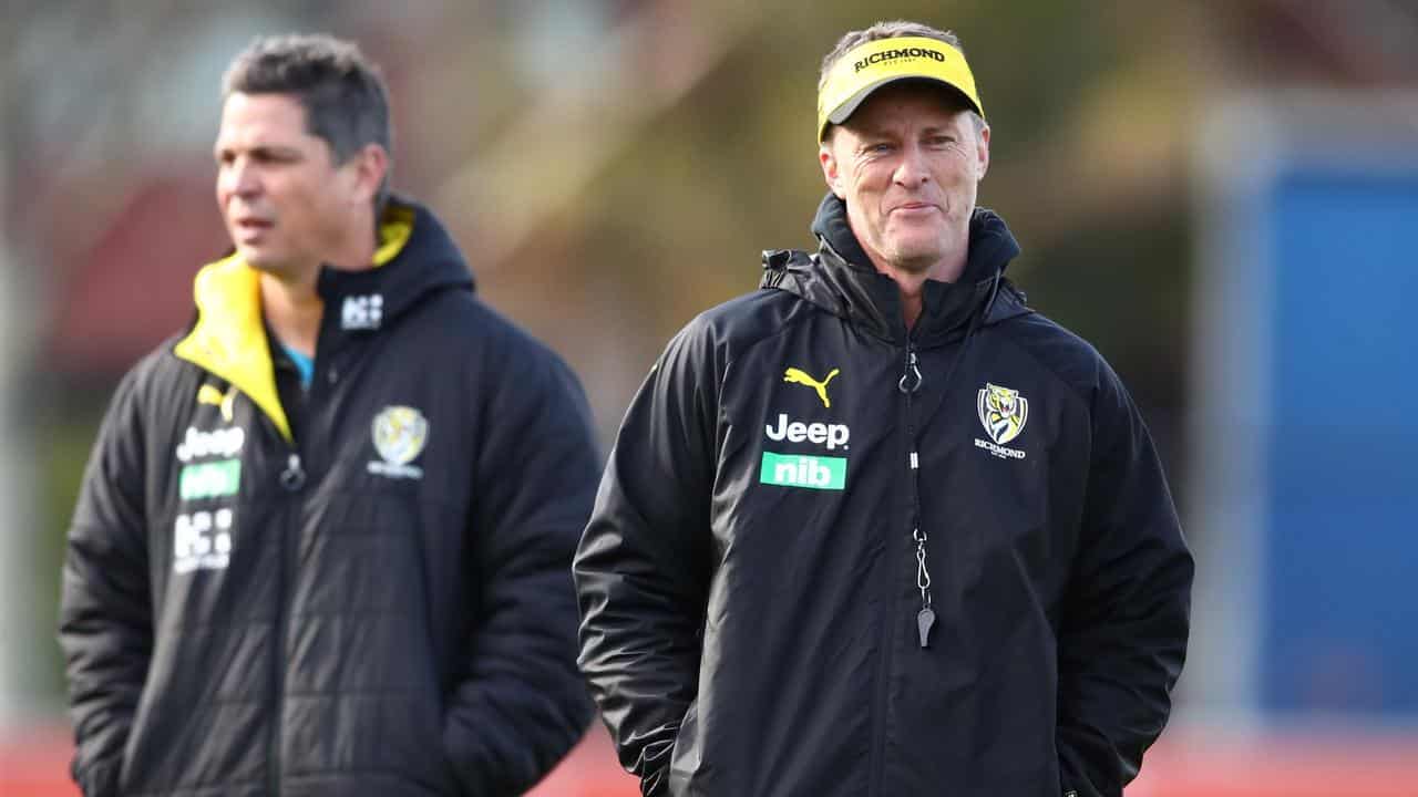 Adam Kingsley (left) and Damien Hardwick