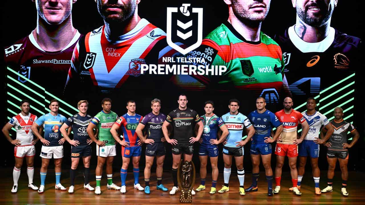 NRL captains at the season launch. 