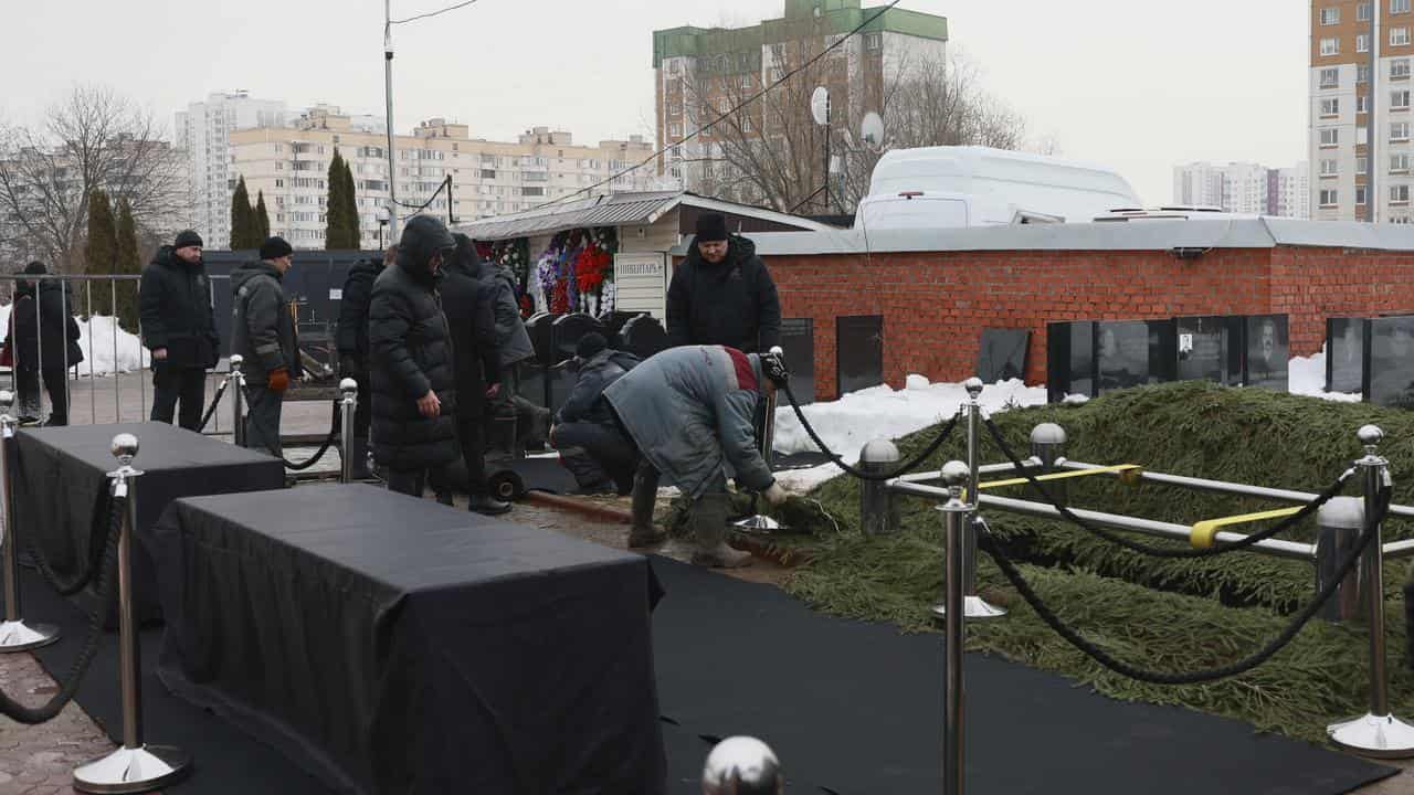 The grave for Alexei Navalny at the Borisovskoye Cemetery