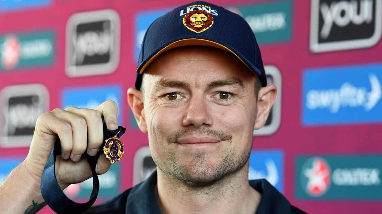 Lachie Neale with the 2023 Brownlow Medal.