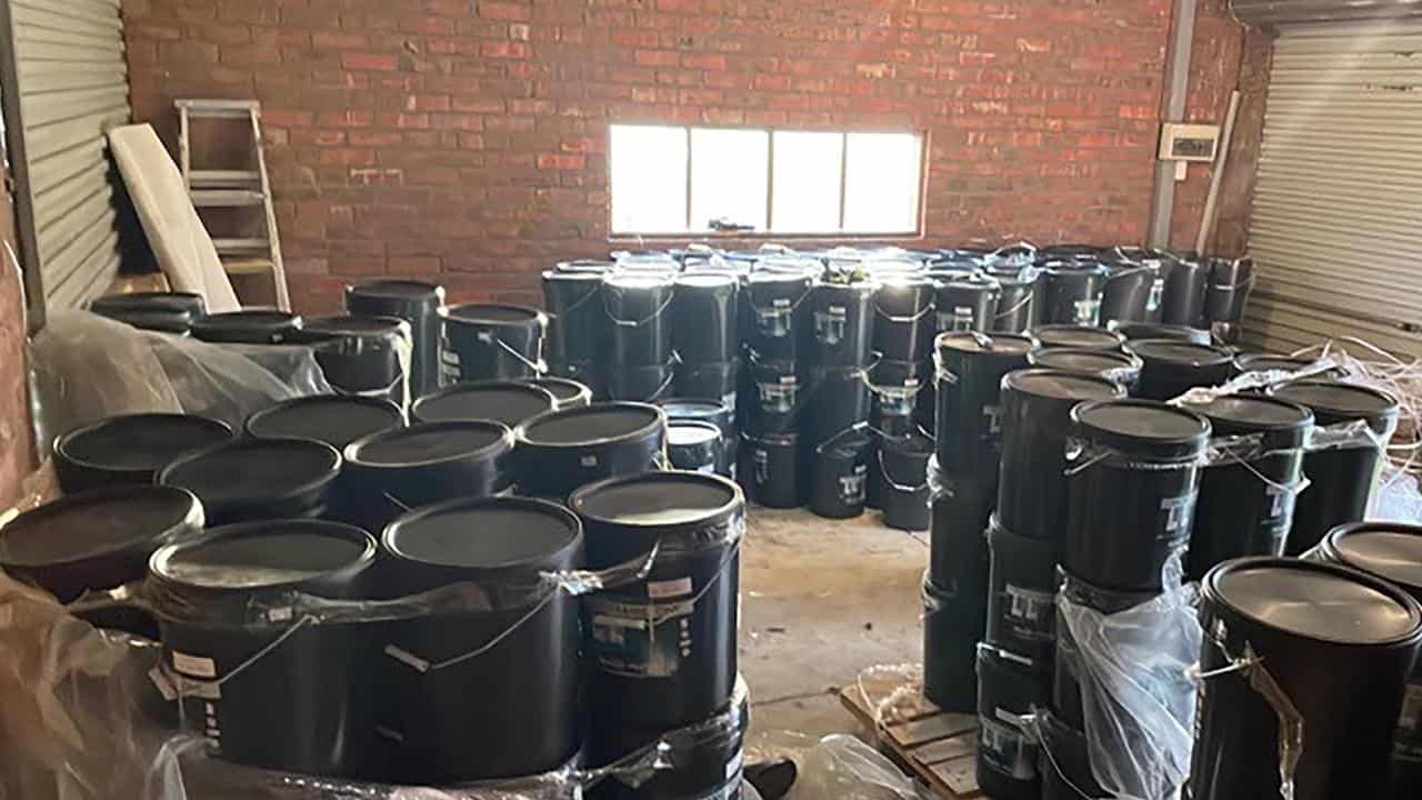 Buckets of microcement used to conceal imported ketamine