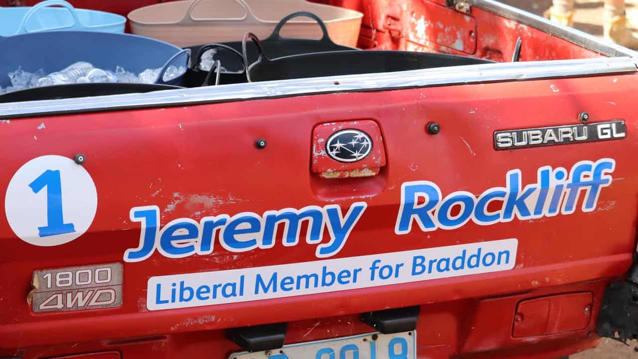 A ute at the launch of the Tasmanian Liberal Party’s election campaign