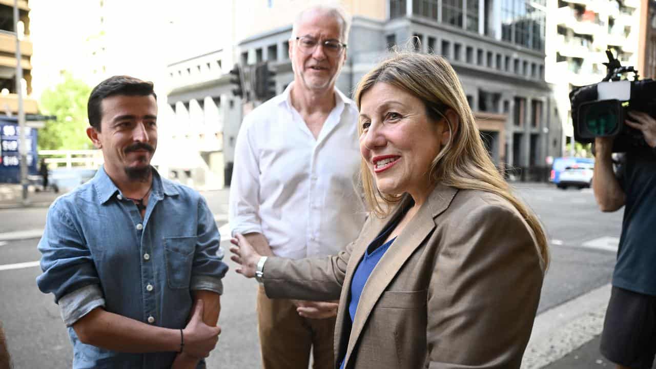 Theo Seremetidis with Senator Tony Sheldon and Sophie Cotsis