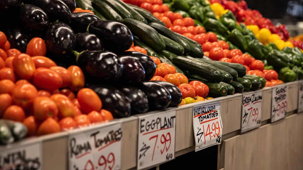 Fresh produce is seen in a supermarket in Melbourne