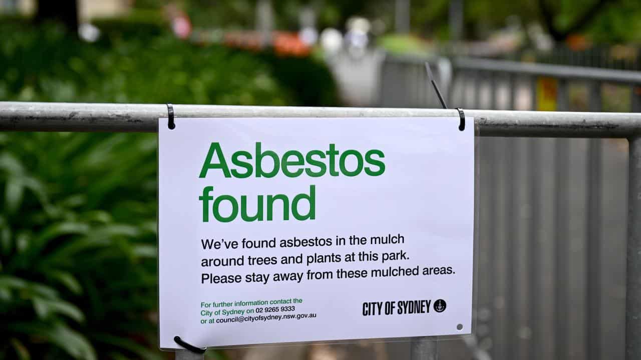 An asbestos warning sign.