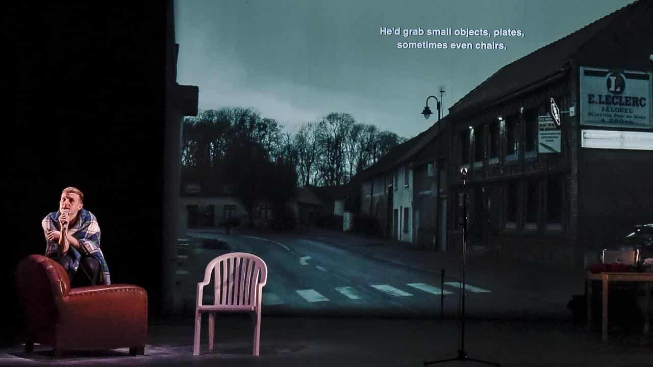 French author Édouard Louis rehearses Qui a tué mon père