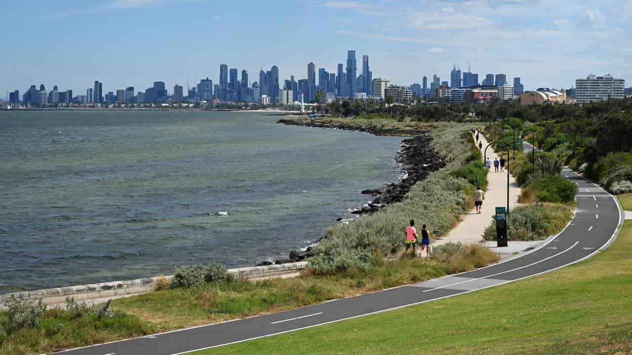 City skyline from Point Ormond, Elwood in Melbourne