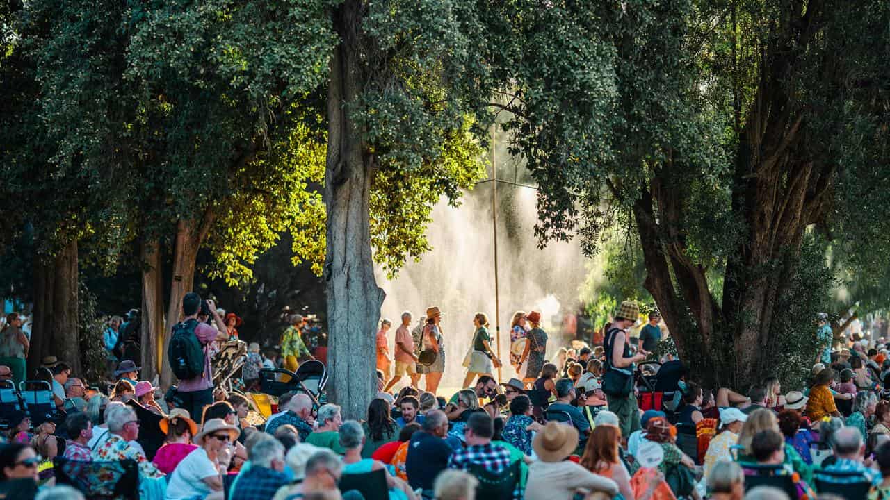 Revellers in Adelaide's Botanic Park 