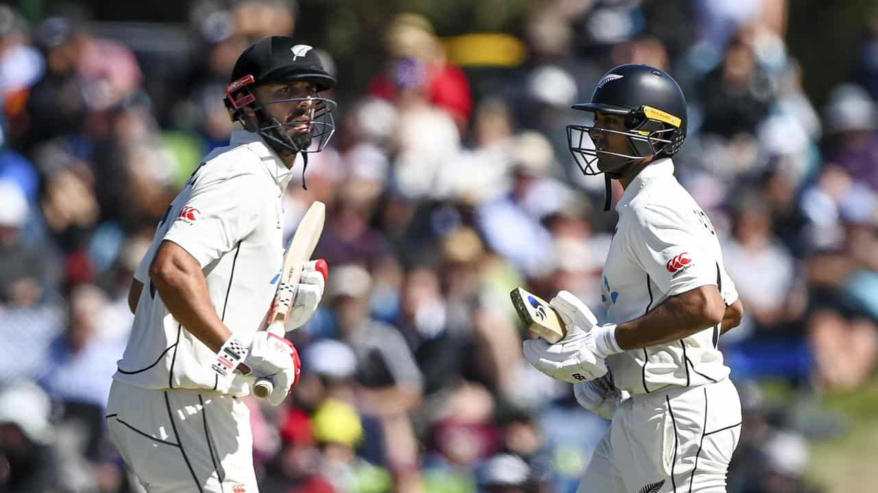 New Zealand's Daryl Mitchell (left) and Rachin Ravindra