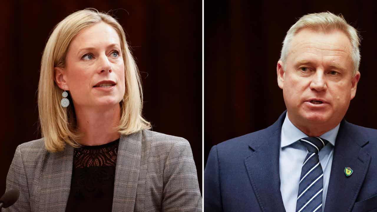 Tasmanian Opposition Leader Rebecca White and Premier Jeremy Rockliff