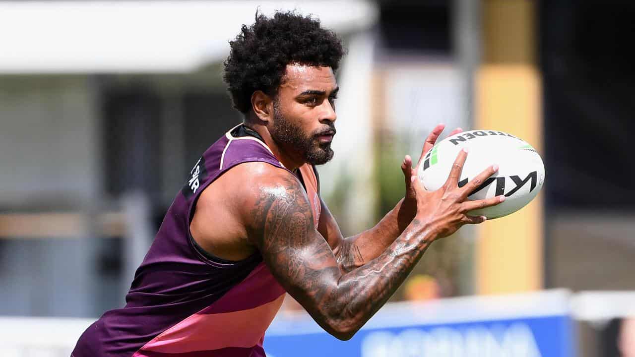 Ezra Mam at Broncos training. 