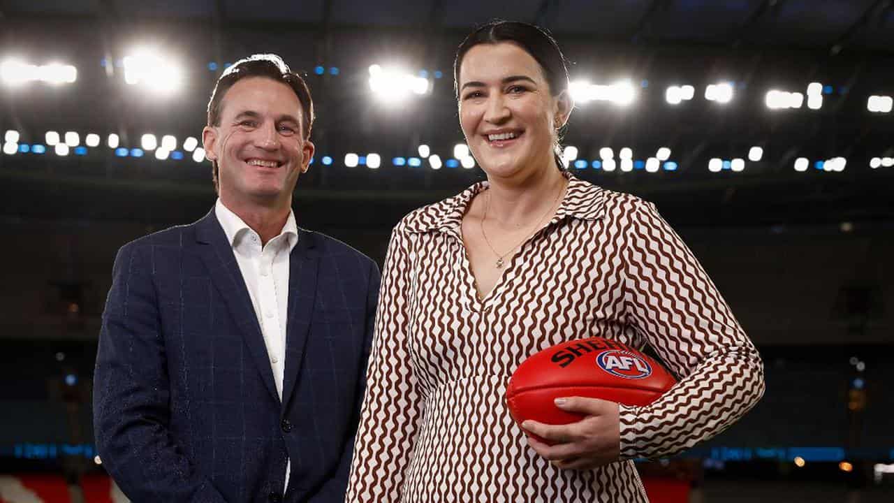 AFL officials Andrew Dillon (left) and Laura Kane (right).