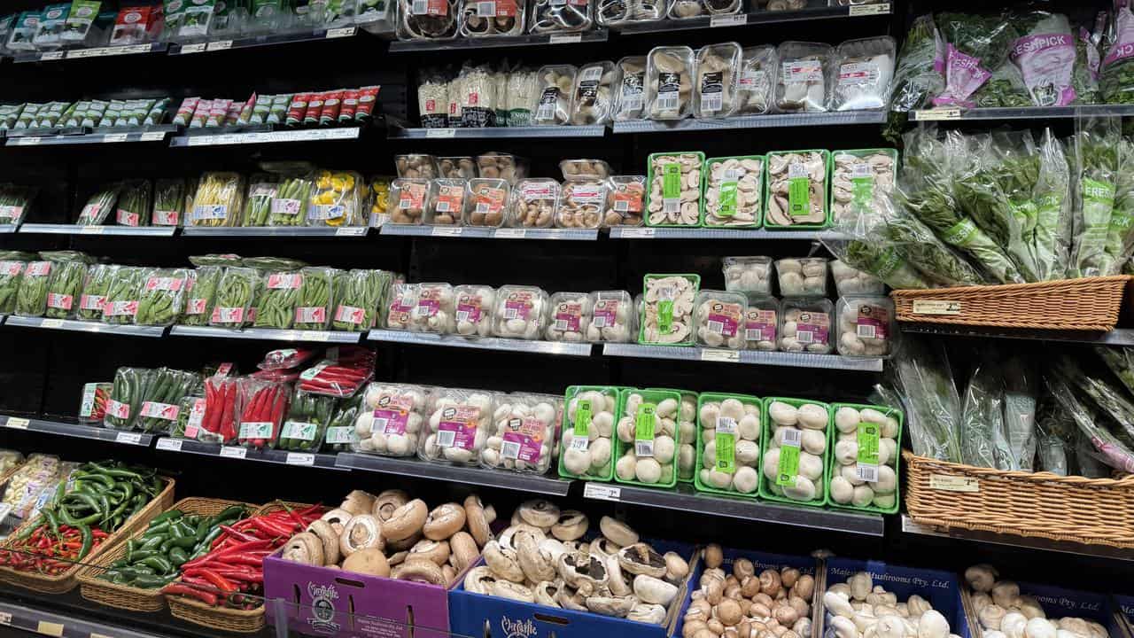 Fresh fruit and vegetables at a supermarket