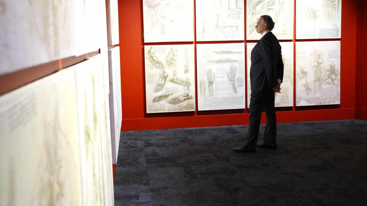 Alberto Rocca during a media preview of Leonardo da Vinci exhibition.