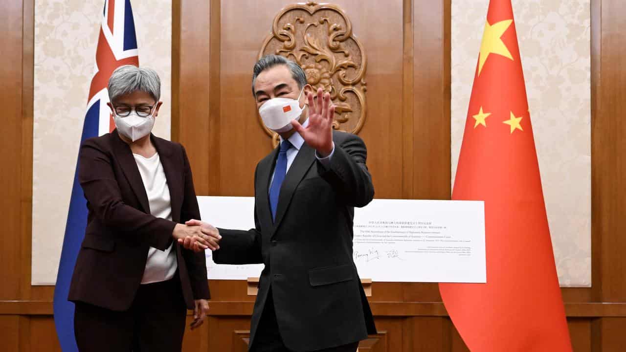 Foreign Minister Penny Wong and Chinese Foreign Minister Wang Yi