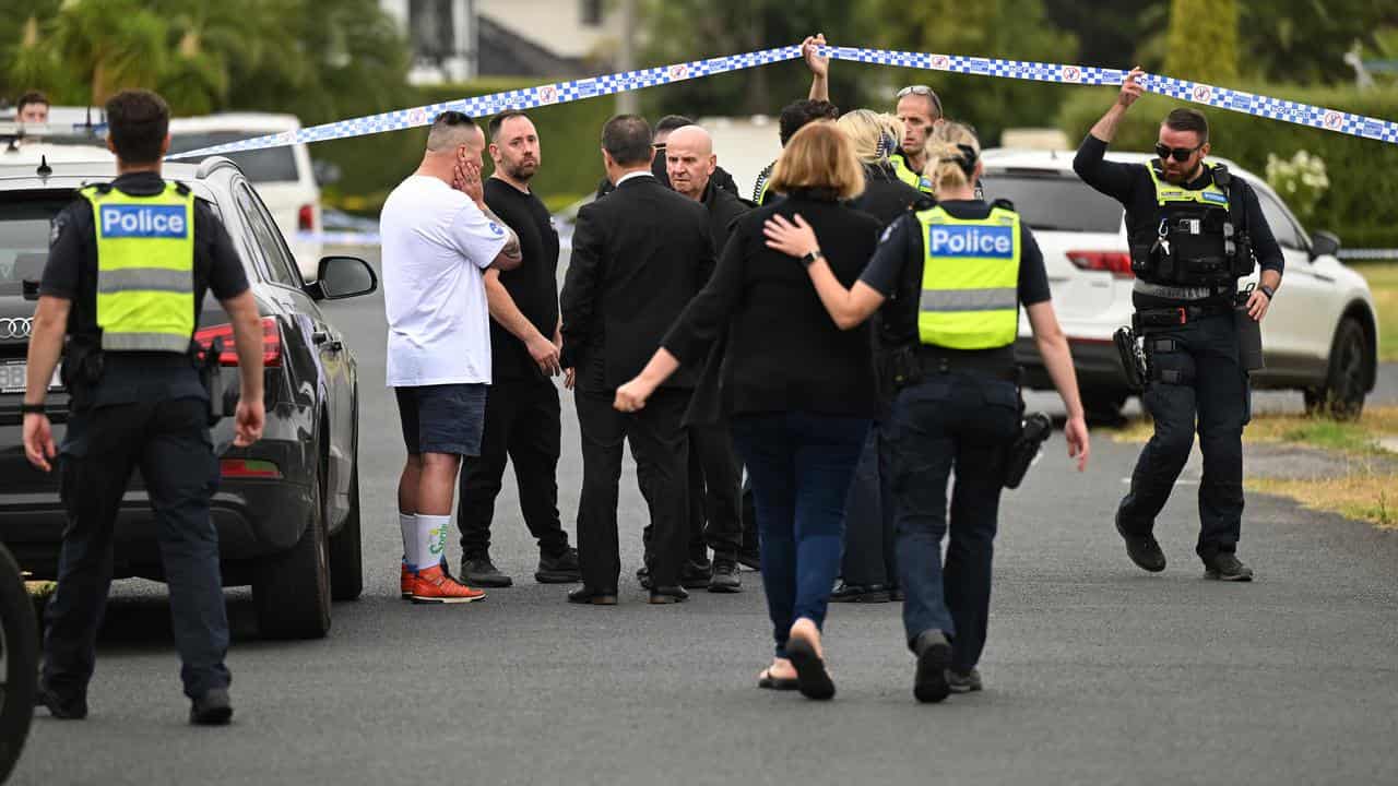 The crime scene outside John Latorre's home in Greenvale