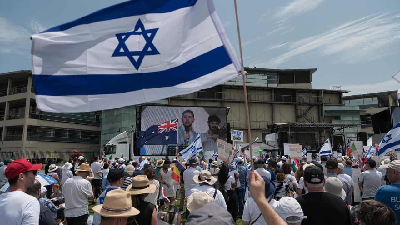 Israel supporters during a protest in Sydney