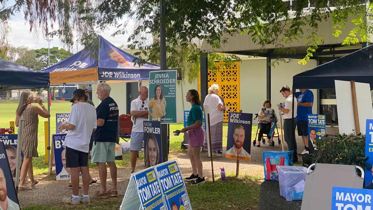 Scene at a voting centre at Runaway Bay