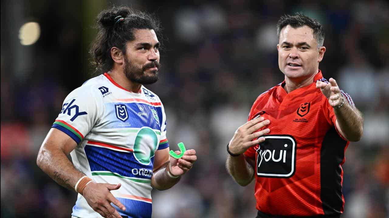 NRL referee Chris Butler (right).