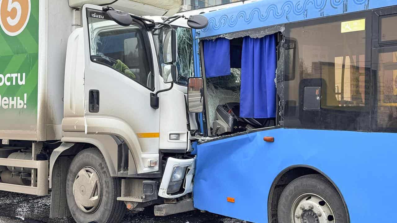 A broken bus and truck after air strikes