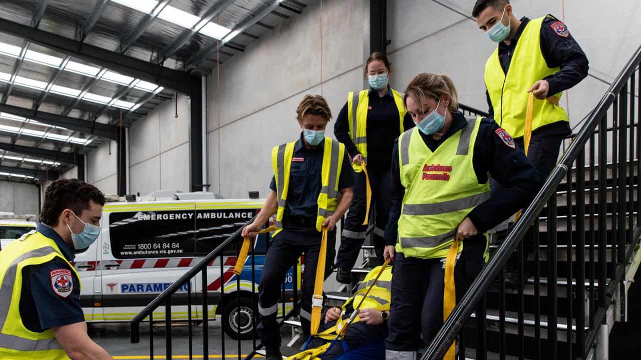 Paramedics at a demonstration