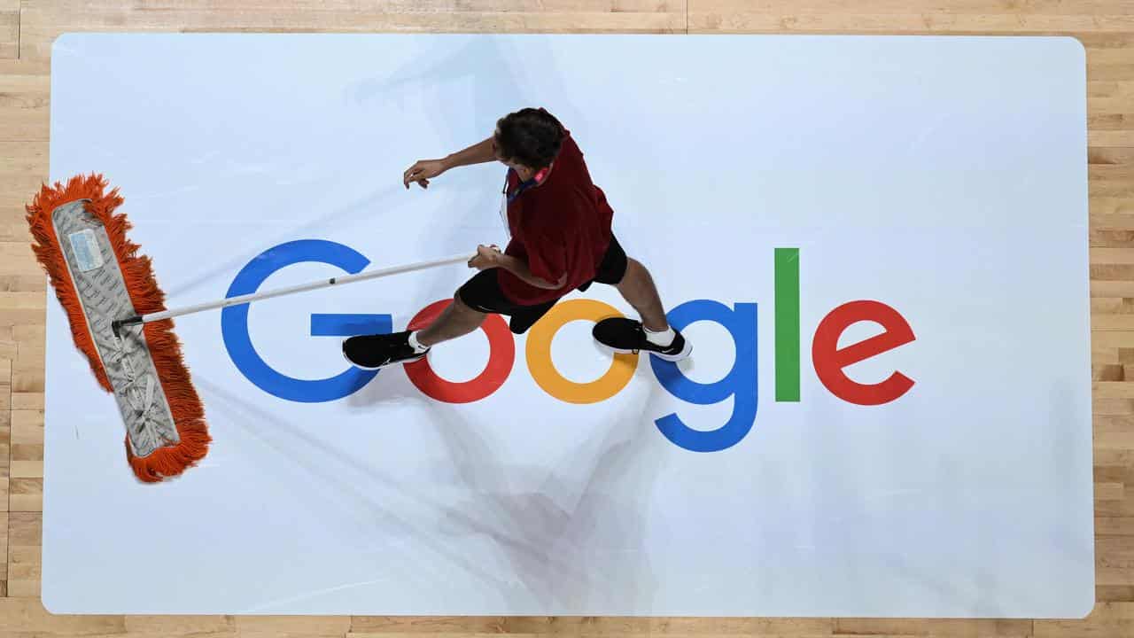 A Google sign on a basketball court (file image)