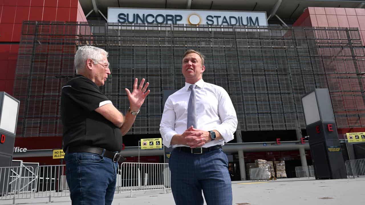 Suncorp Stadium general manager Alan Graham and Premier Steven Miles