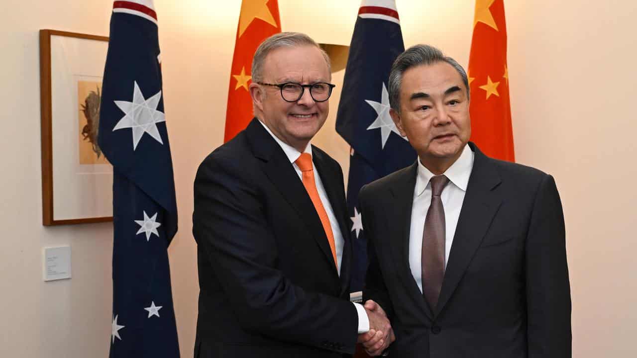 Prime Minister Anthony Albanese and Chinese Foreign Minister Wang Yi.