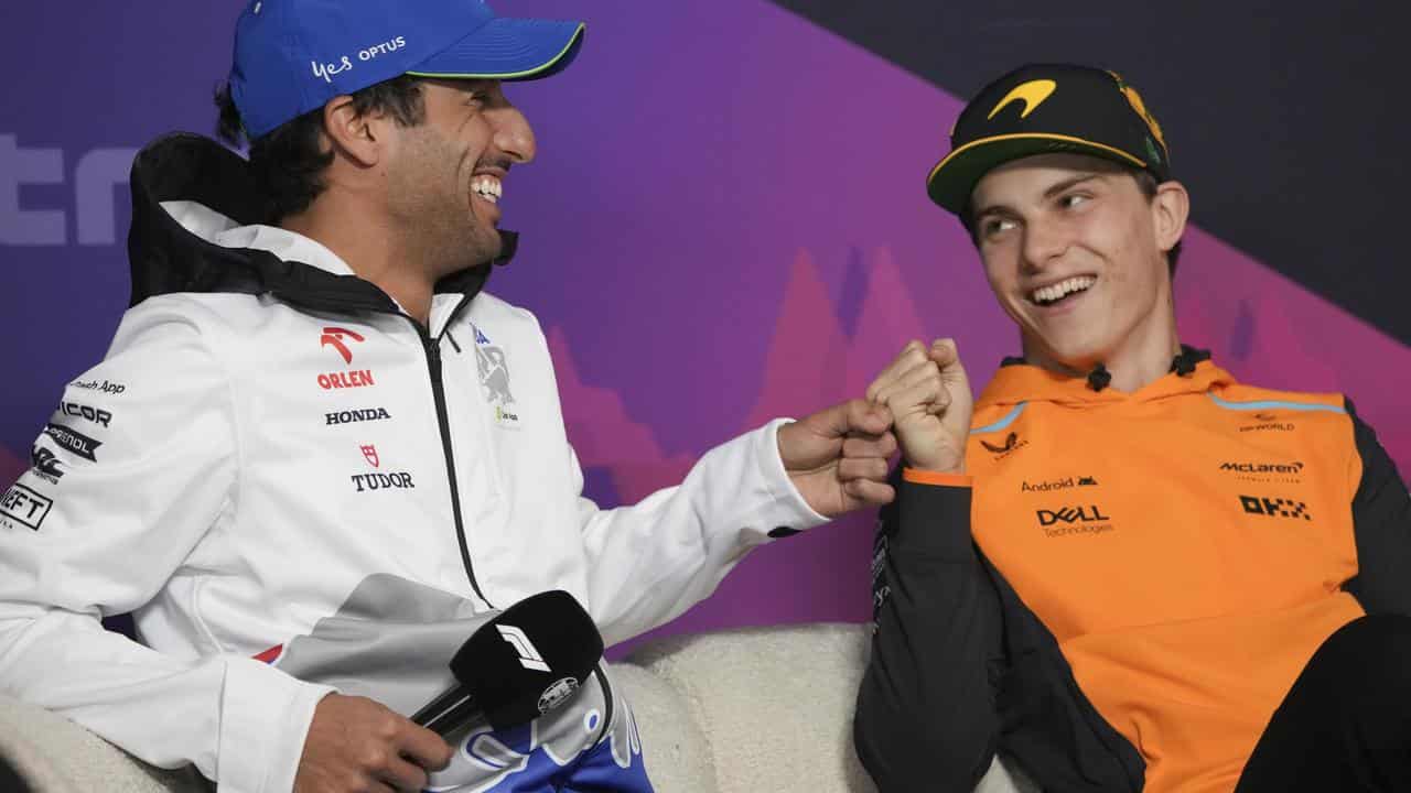 Aussies Daniel Ricciardo (left) and Oscar Piastri