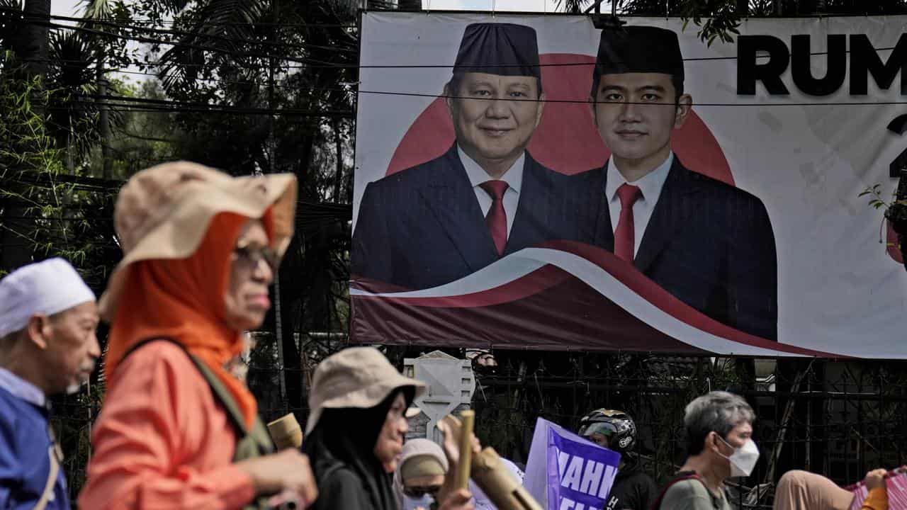 Poster of Prabowo Subianto and running mate Gibran Rakabuming Raka