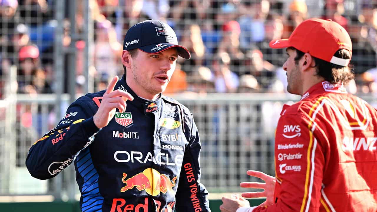 Max Verstappen (left) and Carlos Sainz