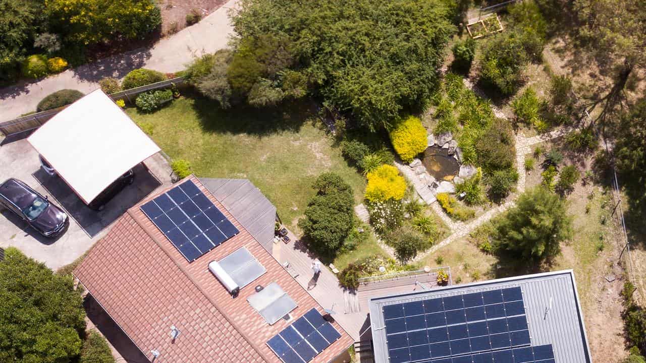 A residential rooftop solar unit