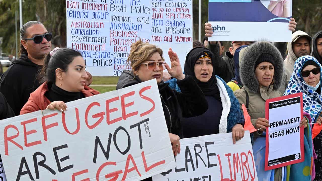 A rally for refugee rights