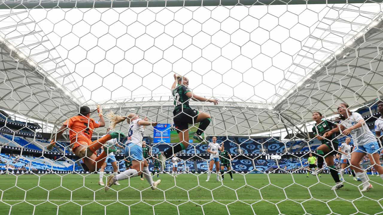 Action from Sydney FC v Western United in ALW.