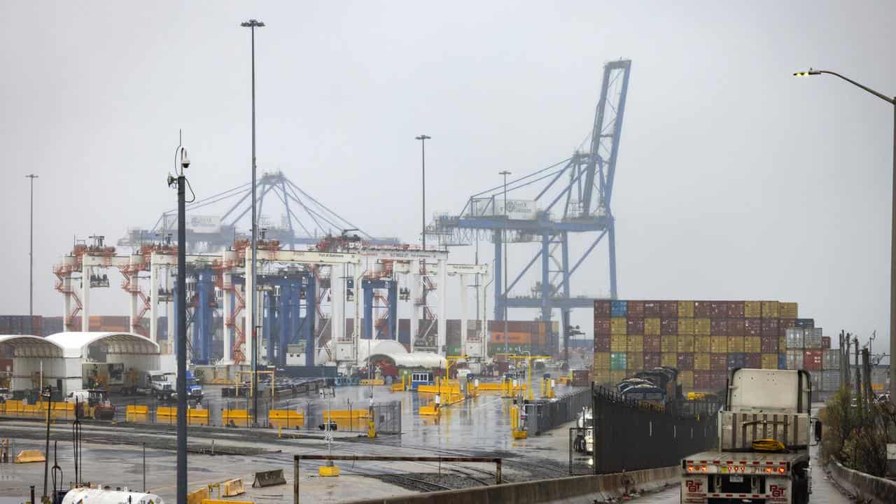 A truck enters the Sea Girt Marine Terminal Port of Baltimore